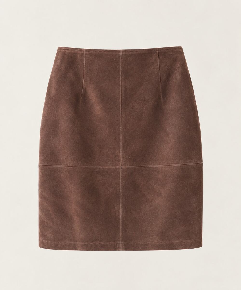 Vintage 90s Saguaro Brown Genuine Suede Leather Skirt Size 8 Western
